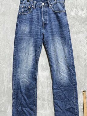 Gap '90s Loose Fit Jeans Mens 30x32 Blue Whiskering Denim Mid Rise Straight Leg